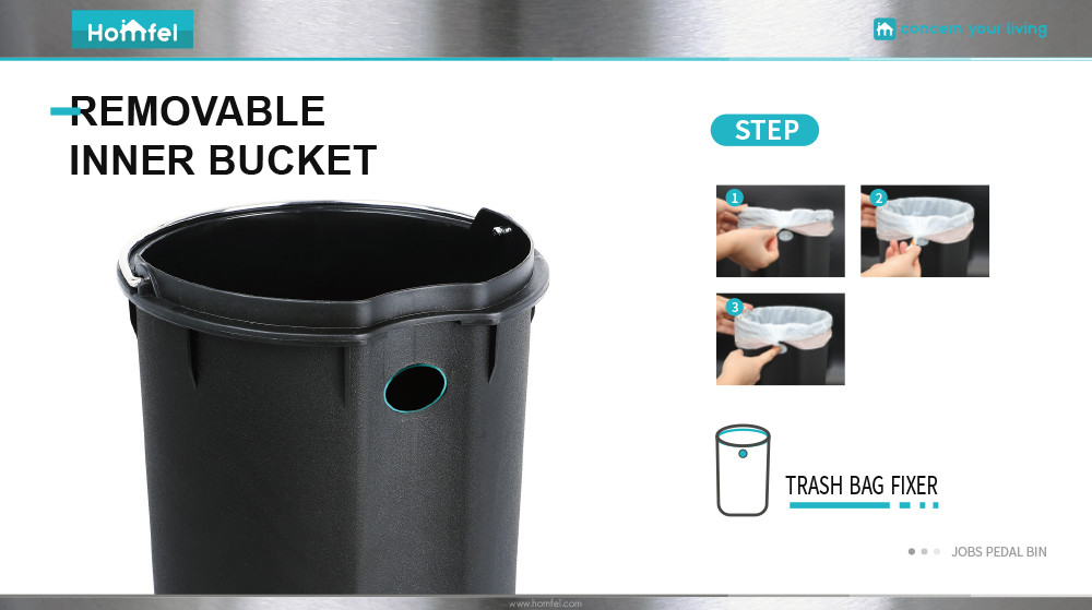 Custom Make Jobs Pedal Bin Soft Close Stainless Steel Waste Bin Rolling Cover Type for Household Bathroom Kitchen Trash Can