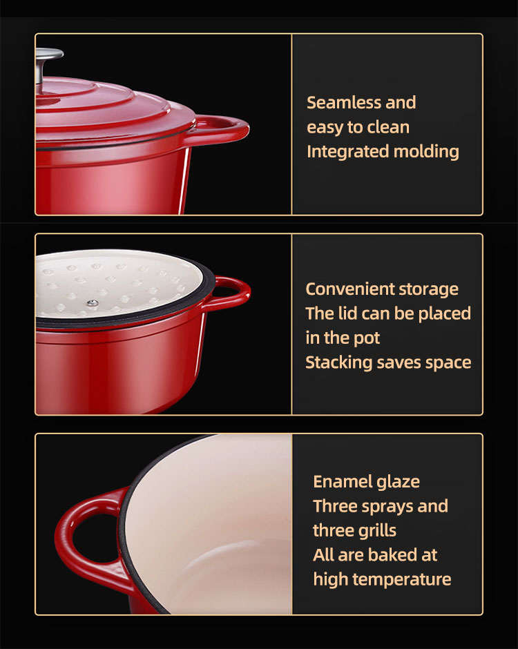 Multi Purpose Cookware Round Dutch Oven Enameled Cast Iron Soup Pot Non-stick Cooking Pot