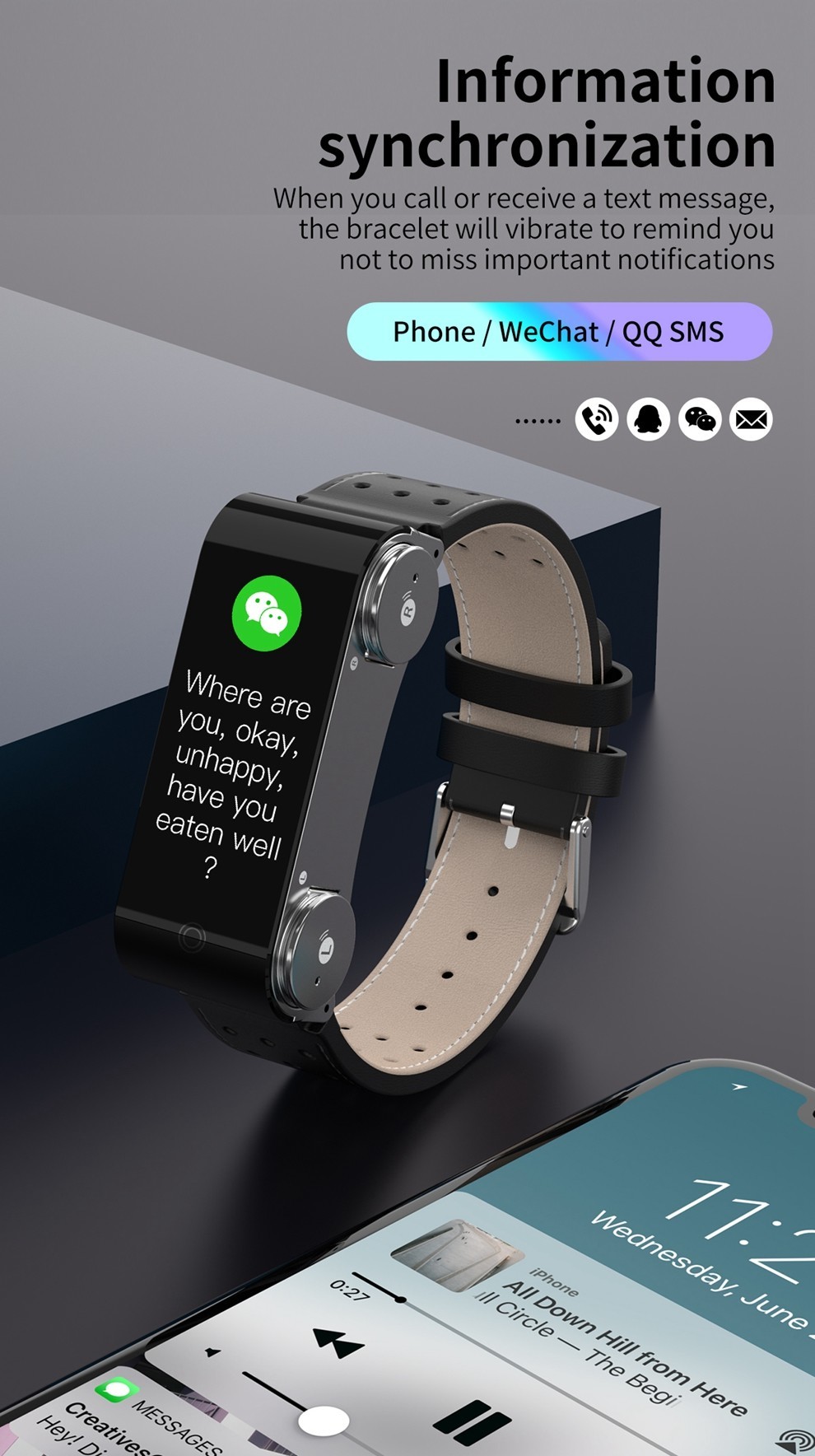 Touch Screen Bluetooth IOT Devices BLE 4.2 TWS Earphone Smartwatch Ring