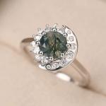 LUO S925 Sterling Silver Sun And Moon Ring Round Shaped 7MM For Women