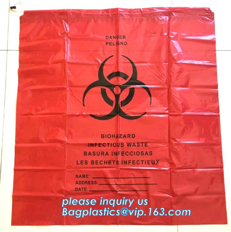 Biohazardous Waste Bag Available in Different Size and Thickness, HDPE/LDPE/PP autoclave bags medical garbage bag for bi