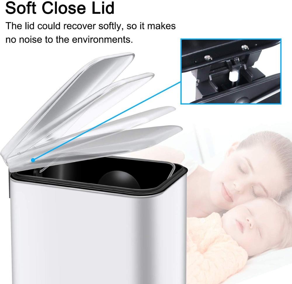 15 L Indoor Trash Can Stainless Steel Dustbin Foot Pedal Cleaning Equipment