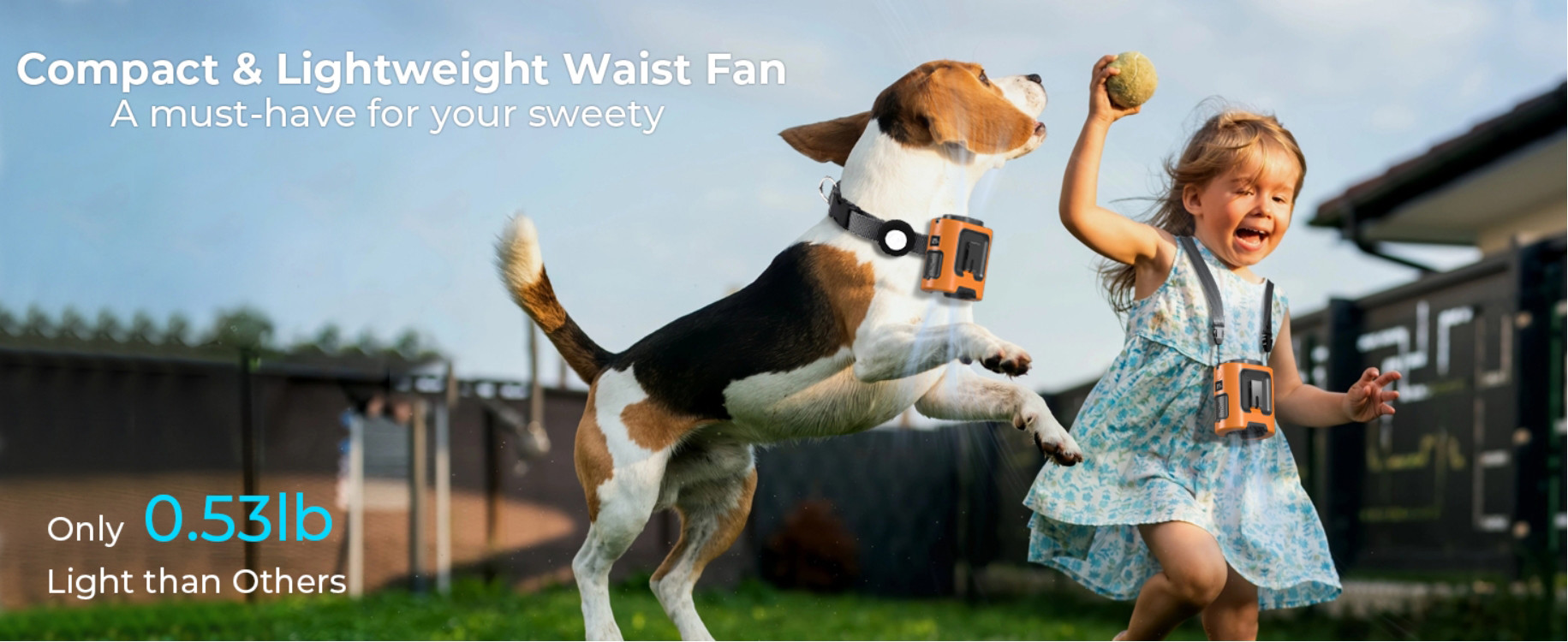 Socool Fan 4000mAh Clip Waist Fan With Light Silicone Jacket Rechargeable Fan Type-C Power Source ABS Body Manganese Steel Hook And Bracket For On-The