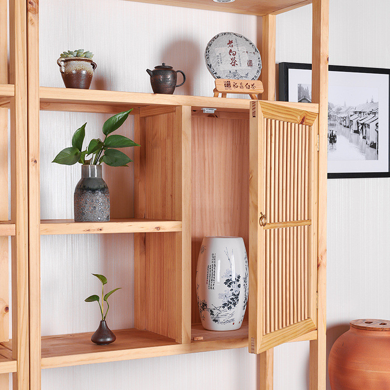 Pinewood Multi Storey Shop Display Showcase Home Storage Cabinet With Door