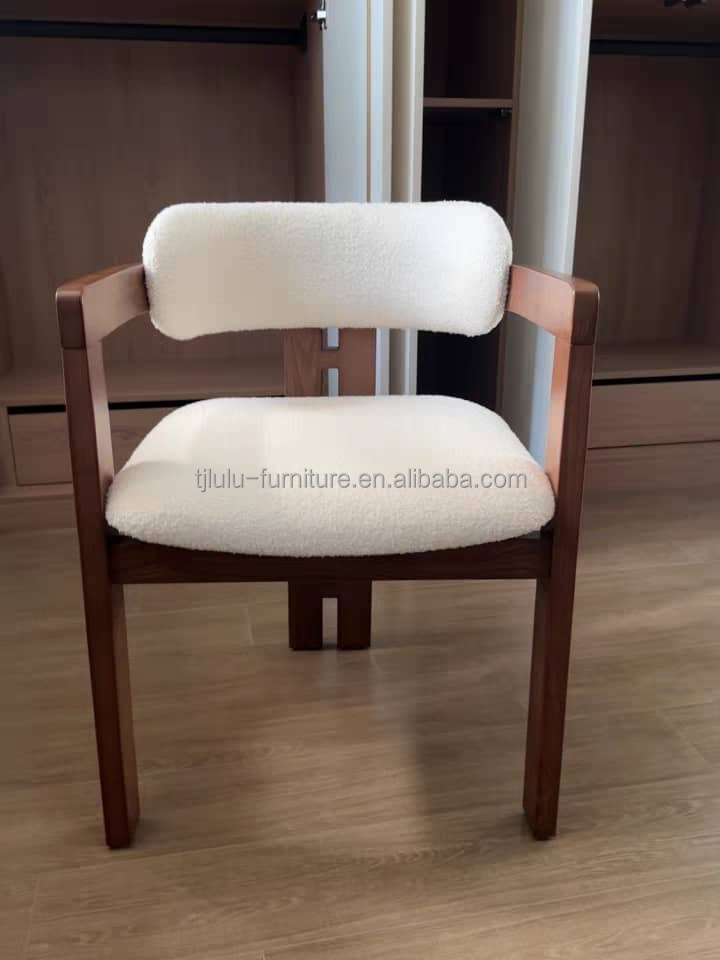 Modern Design Lamb Wool/Velvet Material Simple Solid Wood Dining Chair with Lift Chair Style and Customizable Logo