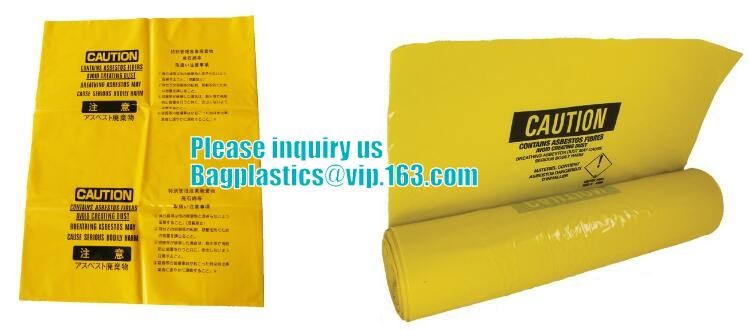 PE packing bag for Asbestos fibers, large size thicker LDPE asbestos remove bags, Large Asbestos Waste Removal Bags, pac