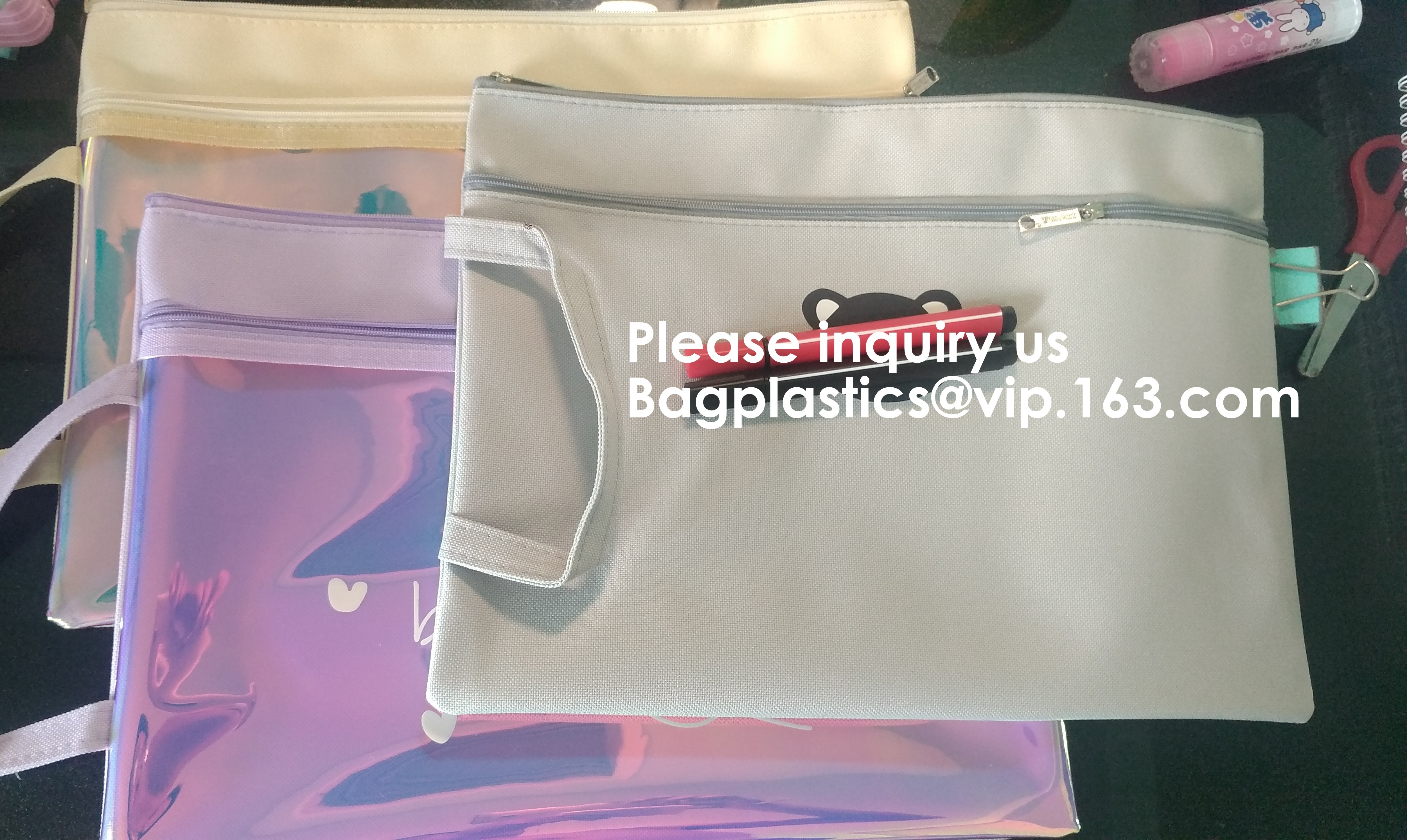 Resealable Clear Reclosable Stand Up Pouches Plastic Seal Zip Lock Bags Poly Bag,gridding document zip bag with metal ho