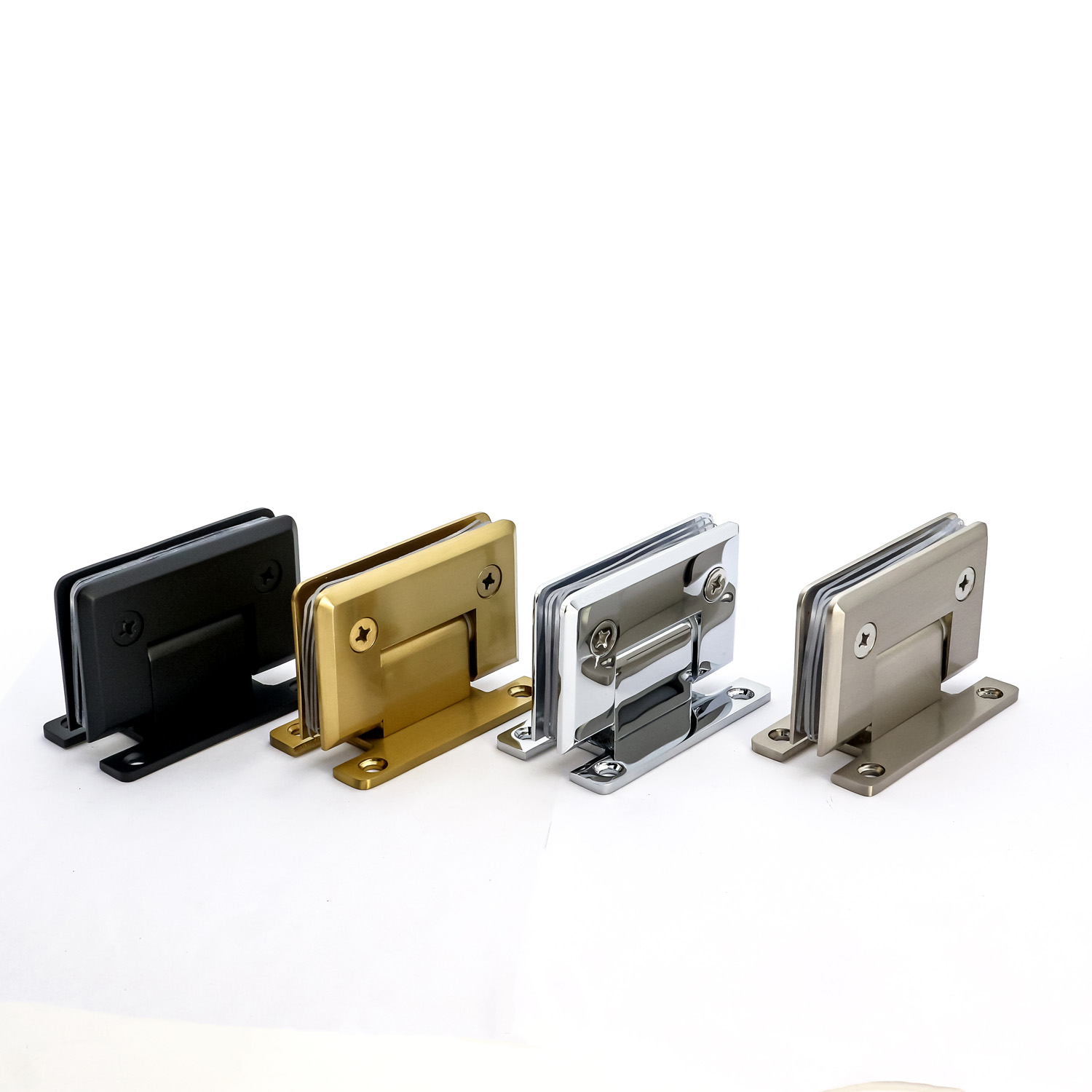 Polished Finish Brass Glass to Glass Hinge for 8-12mm Glass Retail Displays