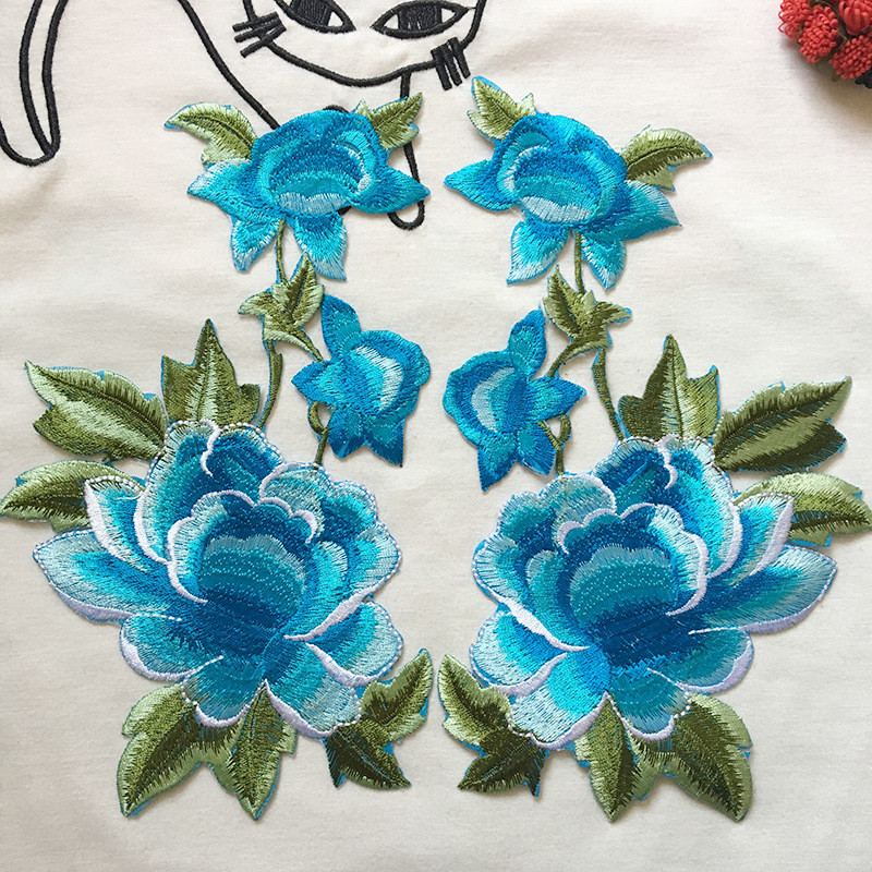 Apparel Accessories Red Rose Embroidery Lace Applique Hot Fix Motif