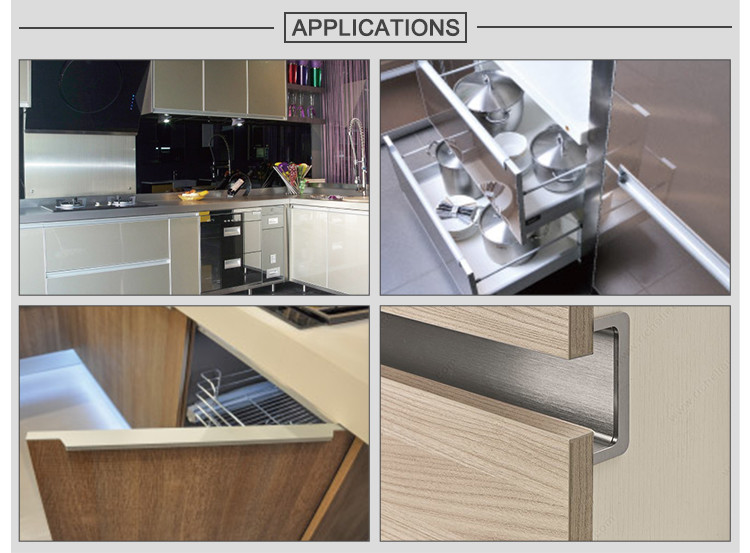 Powder Coating Kitchen Aluminum Handle Profile , T3 Aluminium Gola Profile