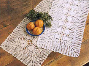 Rectangular coffee table linen table cloth table, Corcheted Lace Table linen, Tablecloth