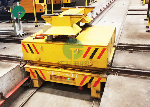 Rail Guided Battery Platform Ferry Motorized Trolley Transport Cart With Lifting System