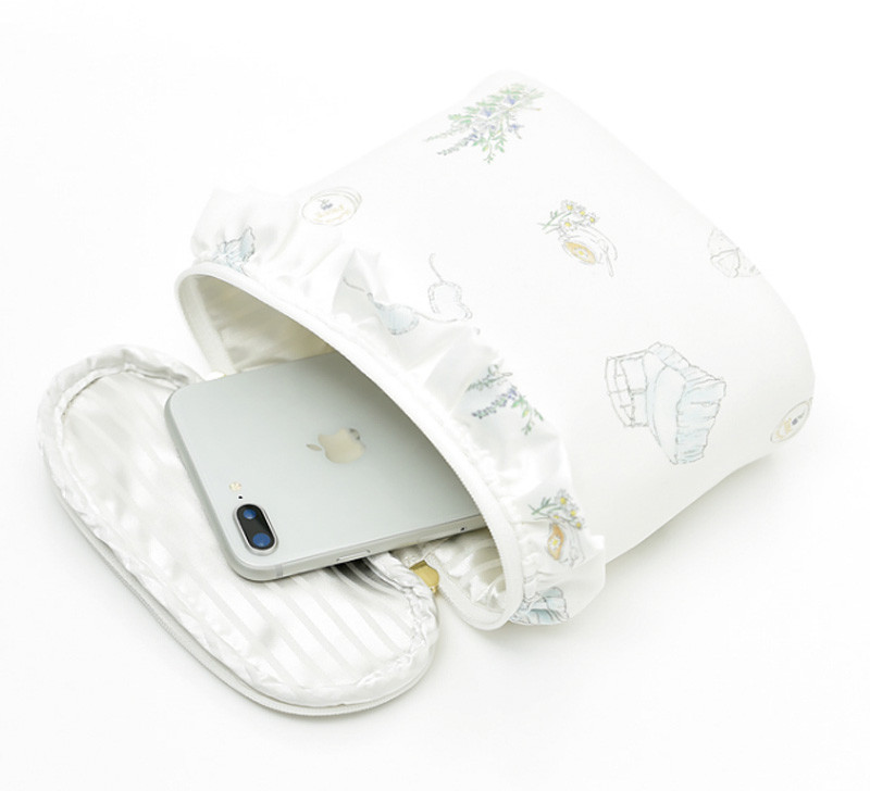 Plain Round Cylinder Bucket Portable Custom Cosmetic Bag