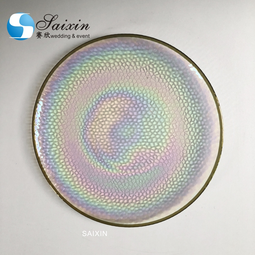 Disposable Glass Clear Charger Plates With Gold Rim Bulk Wedding