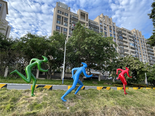 Ride Bicycle Painting Outdoor Garden Sculptures Art Metal Colorful