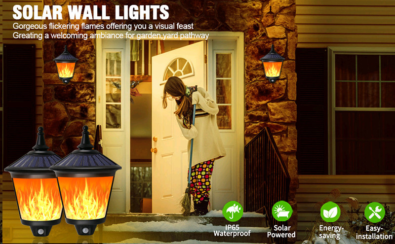 Yard Flickering Flames Wall Lights Outdoor Decorative Hanging Fire Moving Led Lantern