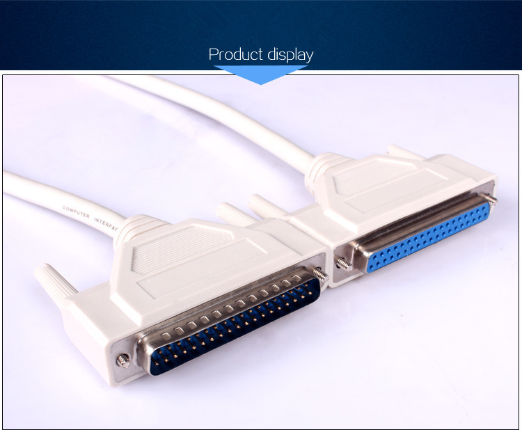 White DB37 Cable Male To Female With Pure Copper Conductor 1m 2m Length