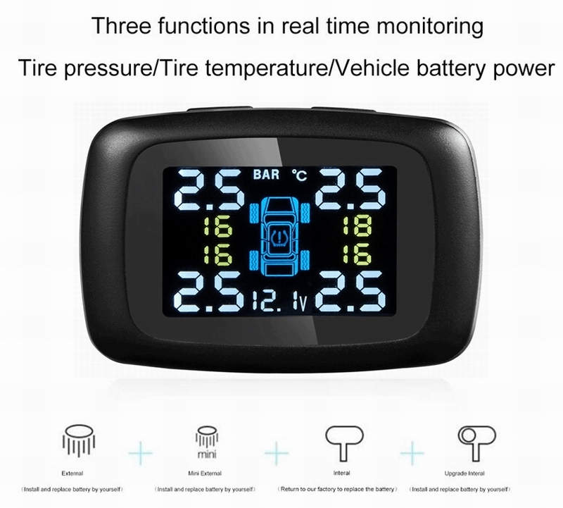 Ouchuangbo car TPMS tire Pressure Monitoring System Cigarette Lighter Power Alarm Systems in stock
