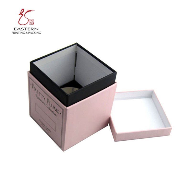 Beautiful Pink Candle Packaging Box 1250gsm With Paper Insert