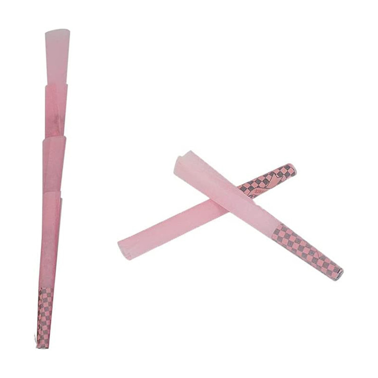 1 1/4 Size Pink Natural Unrefined Ultra Thin Pre Rolled Cones 78mm With Tips