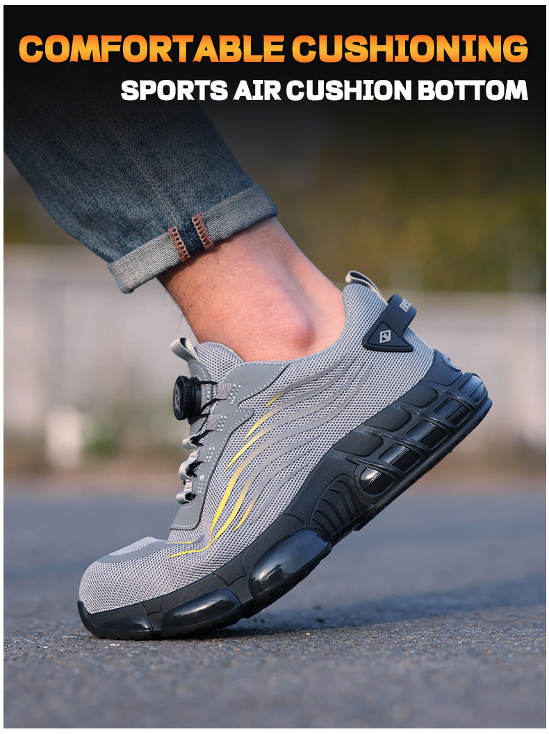 Industrial Safety Shoes Black Flying Knit Work Shoes BOA Button Safety Shoes TPU Work Shoes Midsole Kevlar