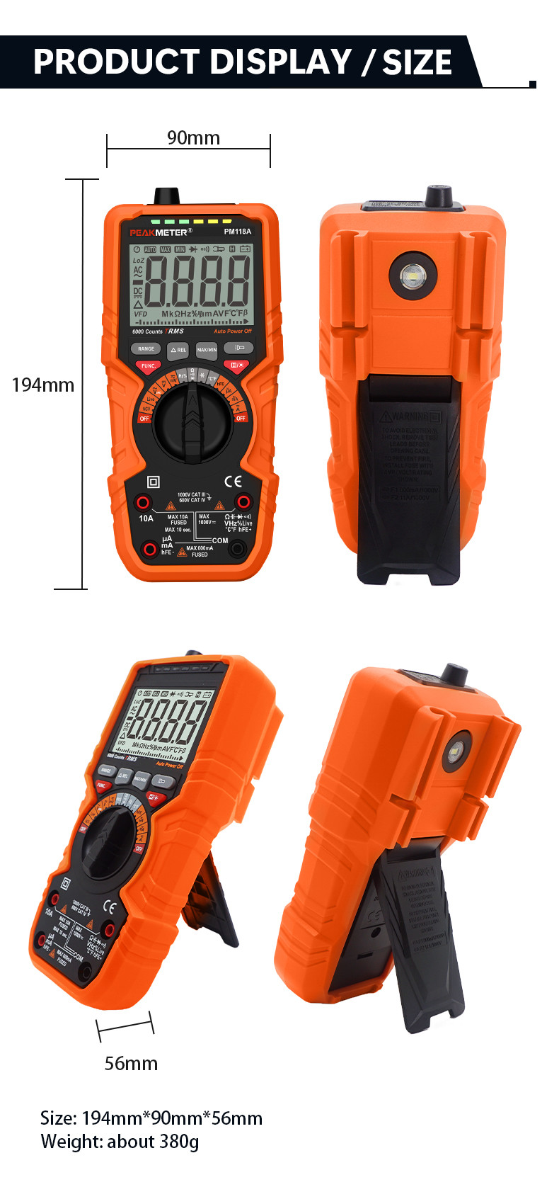Manual And Auto Range Digital Meter 1000V Voltmeter AC DC Digital Multimeter MAX And MIN Measurement NCV Function