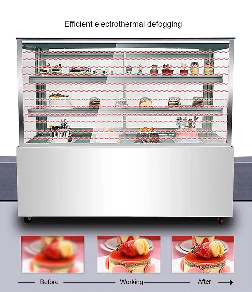 Big Capacity Commercial Cake Showcase Glass Cooler Bakery Display Cabinet Showcase Hcs-18f