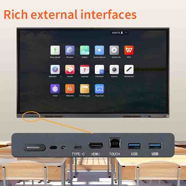 Black 4K Flat Panel Smart Board 86in All In One Touch Whiteboard