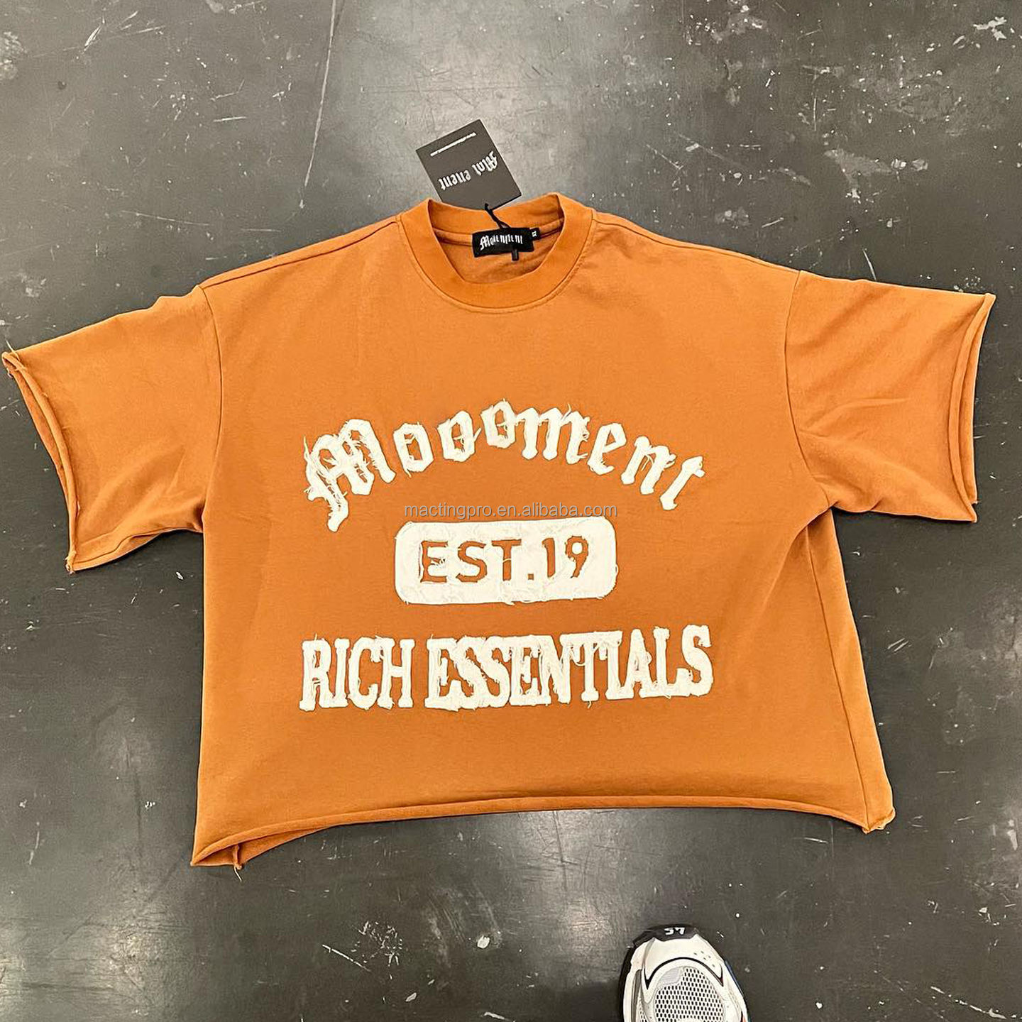 100% Cotton Cropped Oversized T Shirt Mens Distressed Crop Tee Applique Embroidery Patchwork
