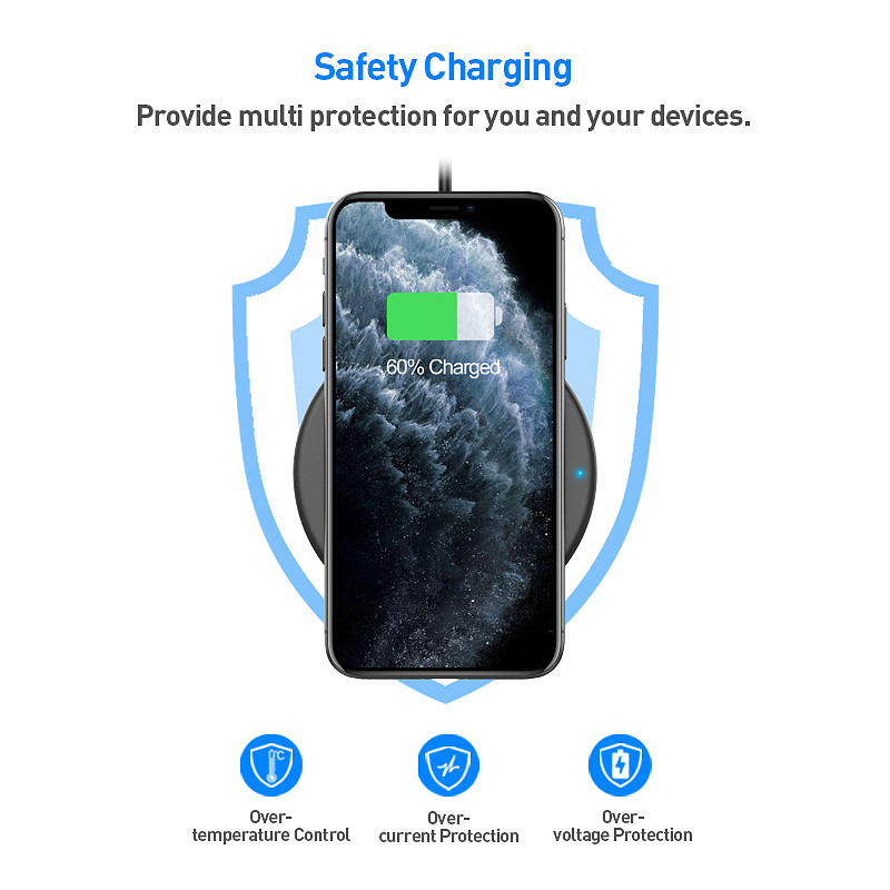 ABS 7mm 3 Coils Qi Wirelss Charging Pad , 10W Wireless Charging Phone Pad White