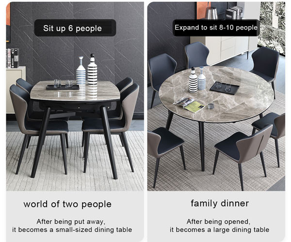 Luxury Extendable Dining Table And Chairs 7 Piece Italian Rock Slab Folding 120cm