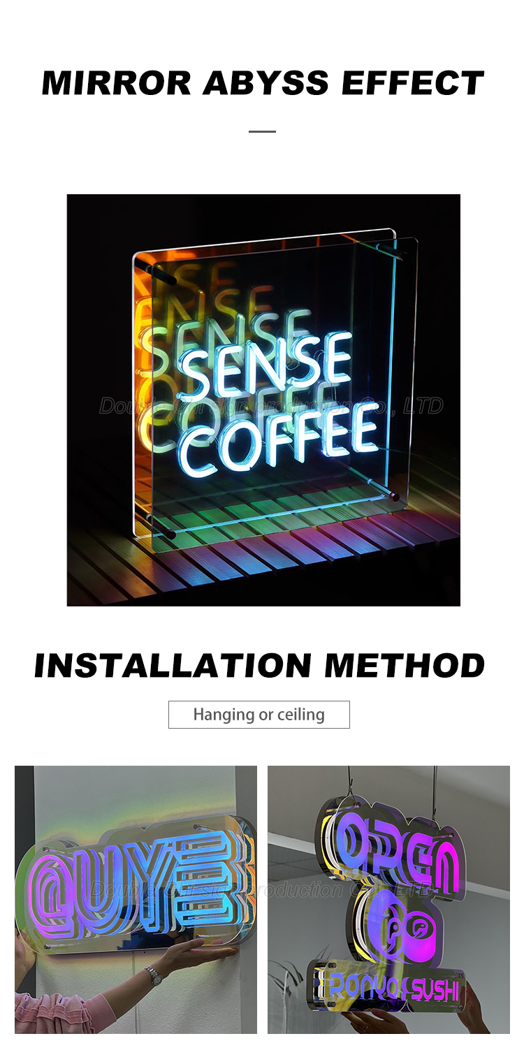 Acrylic 3D Hologram Display Screen LED Digital Signage for Mirror Sign Letters Light Box