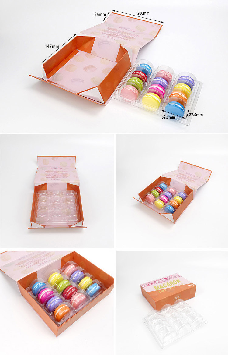 Custom Macaron Foldable Chocolate Packaging Boxes With Blister Tray