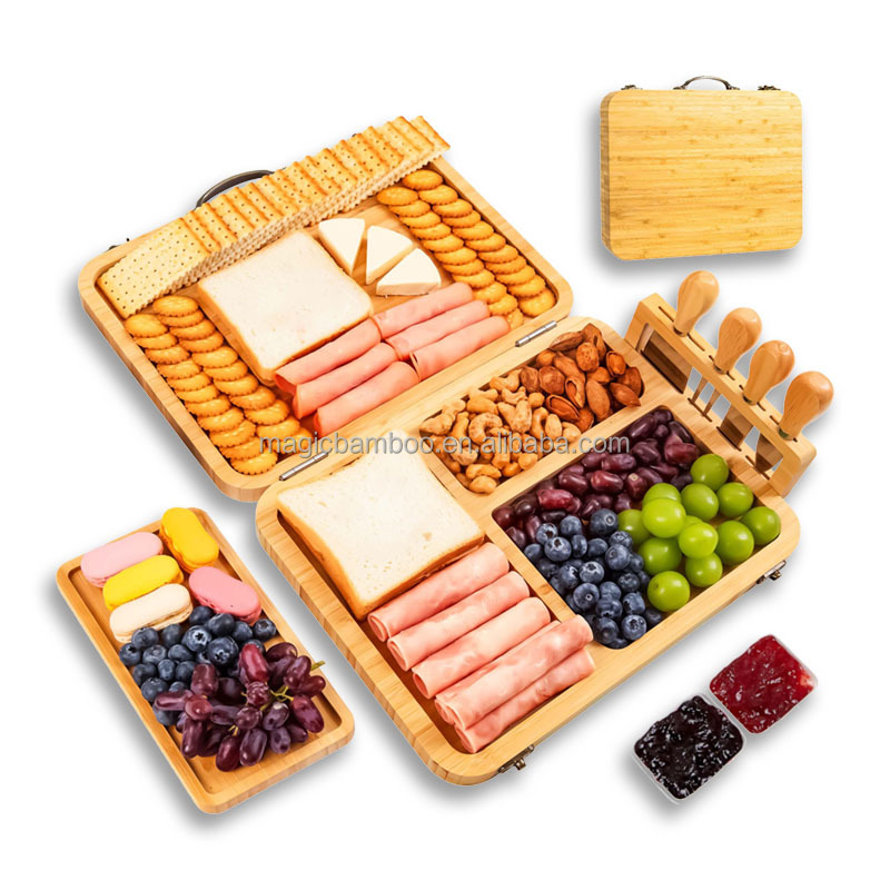Foldable Sustainable Bamboo Charcuterie Board Knife Set for Entertaining Occasions