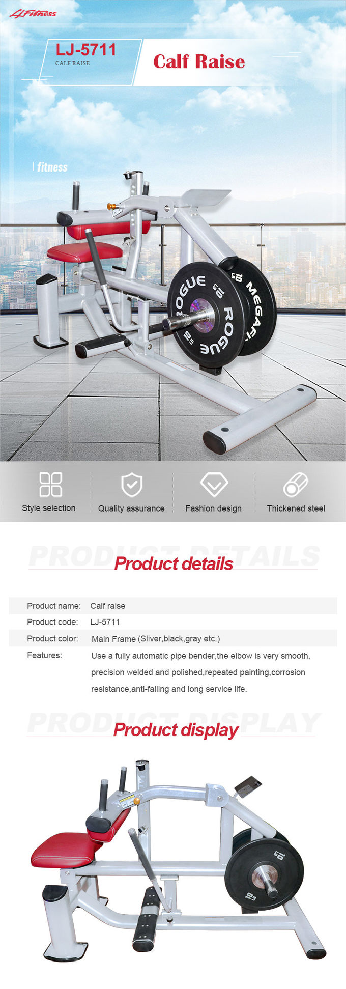 Q235 Commercial Grade Gym Equipment Seated Calf Raise Machine For Workout