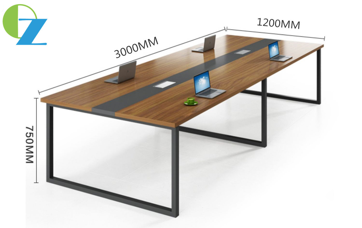 Powder coating KD Modern Office Meeting Table Wooden Panel Top