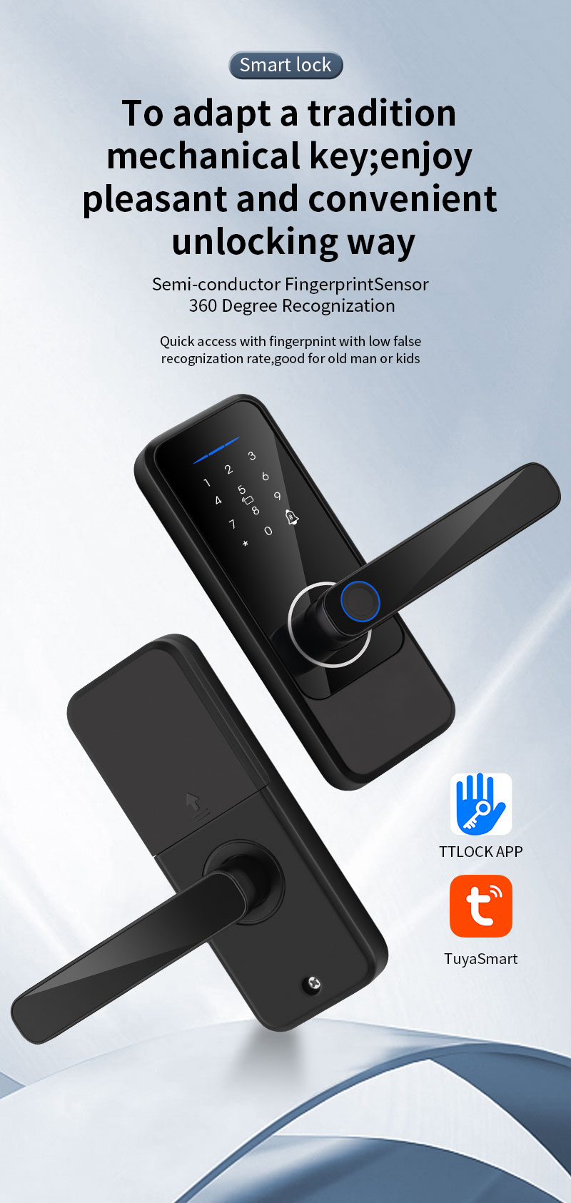 Aluminum Alloy Digital Door Lock Tuya Ttlock Wifi Keys Cerraduras Inteligentes