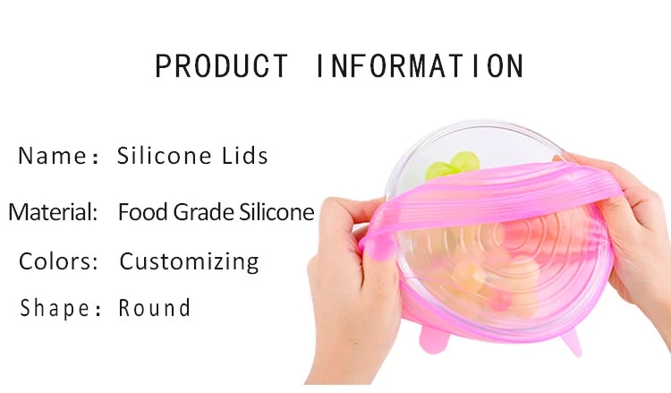 7 Pack Reusable Container Lid Silicone Household Products BSCI Round