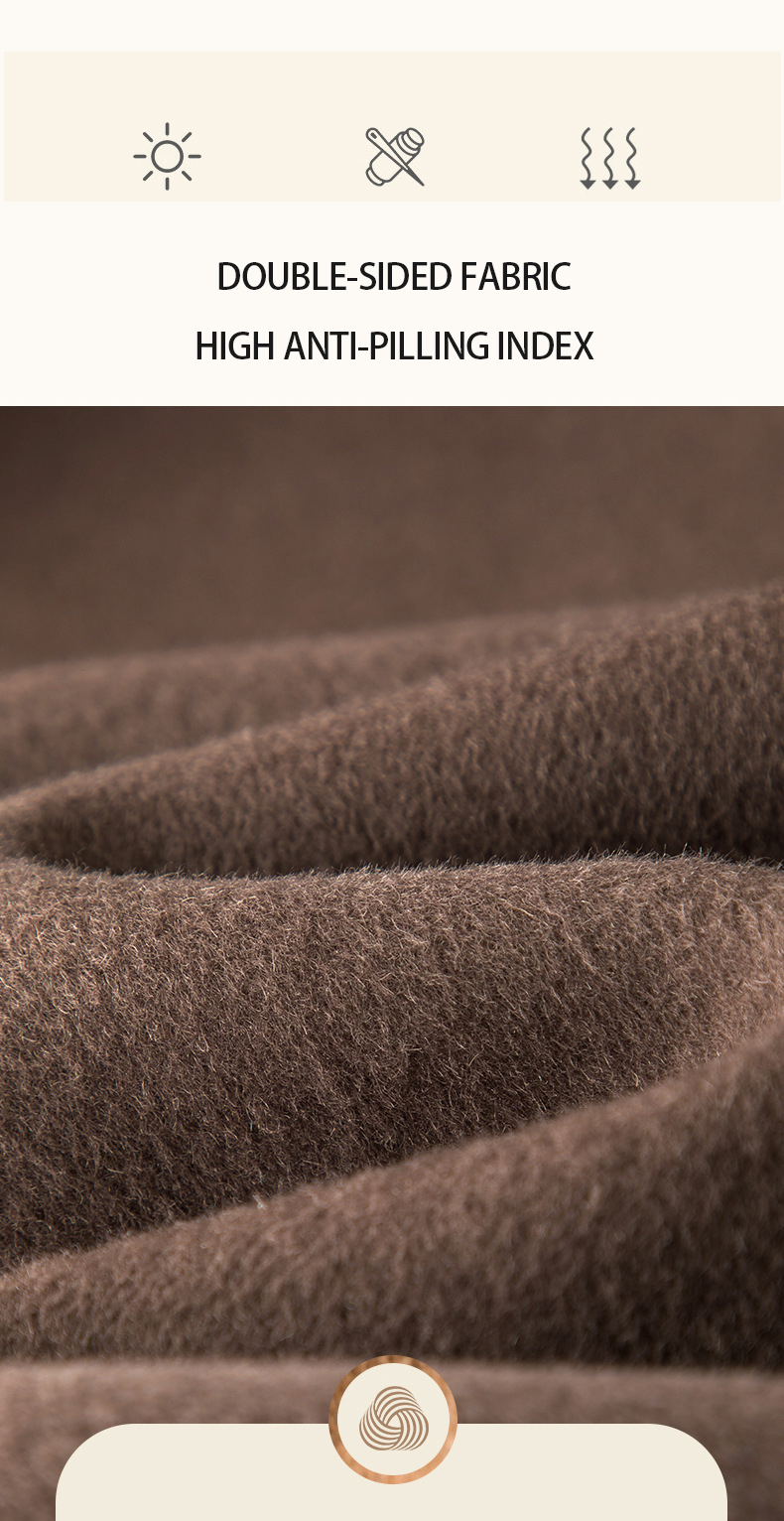 Autumn Winter Men's Wool Overcoat Solid Color Double Collar Peacoat for Cold Resistance