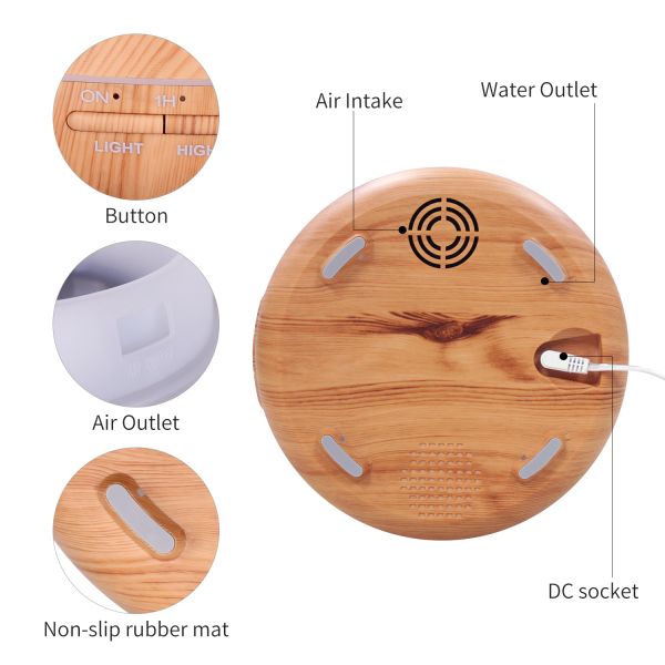 Home Appliances Stocks 400ml Colorful LED Light Electric Ultrasonic Wood Grain Essential Oil Scent Diffuser Air Humidifiers