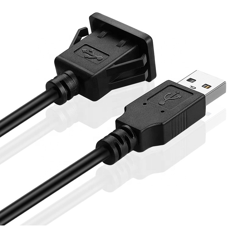 Snap Socket Dashboard Panel Male to Female USB Flush Mount Extension Cable