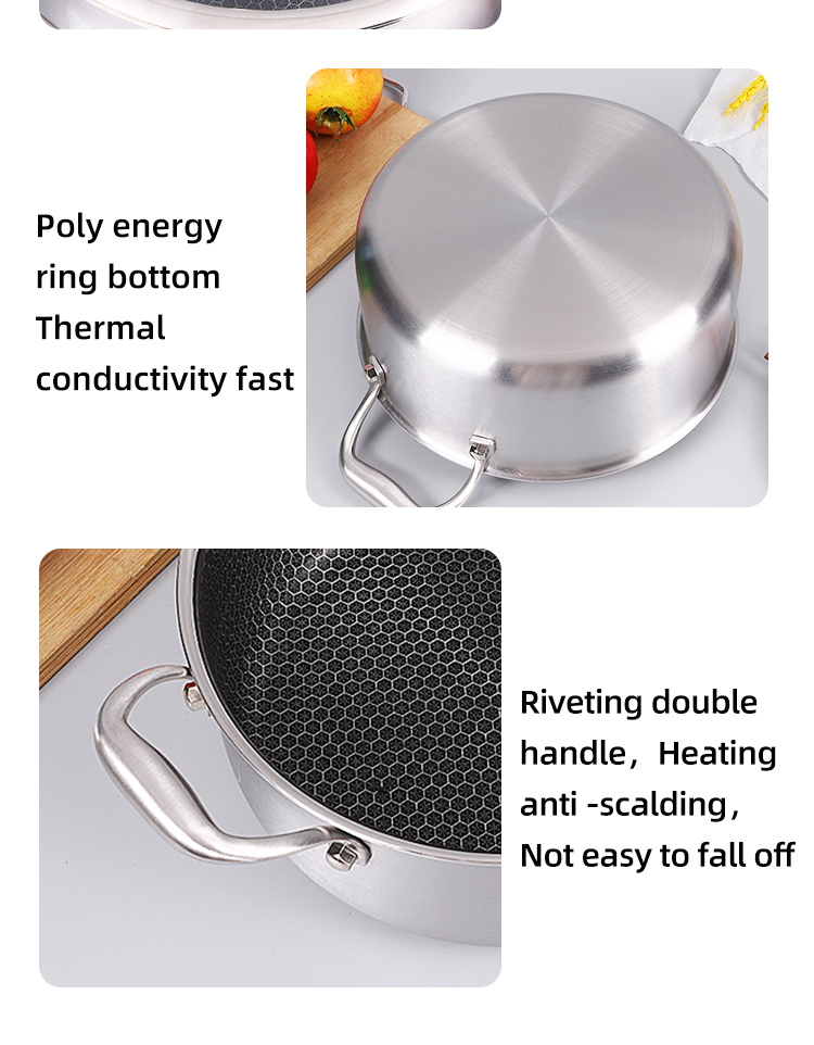 Hot Selling Stainless Steel Nonstick Stock Pot Induction Cooker Soup Pot Honeycomb Nonstick Cooking Pot With Lid