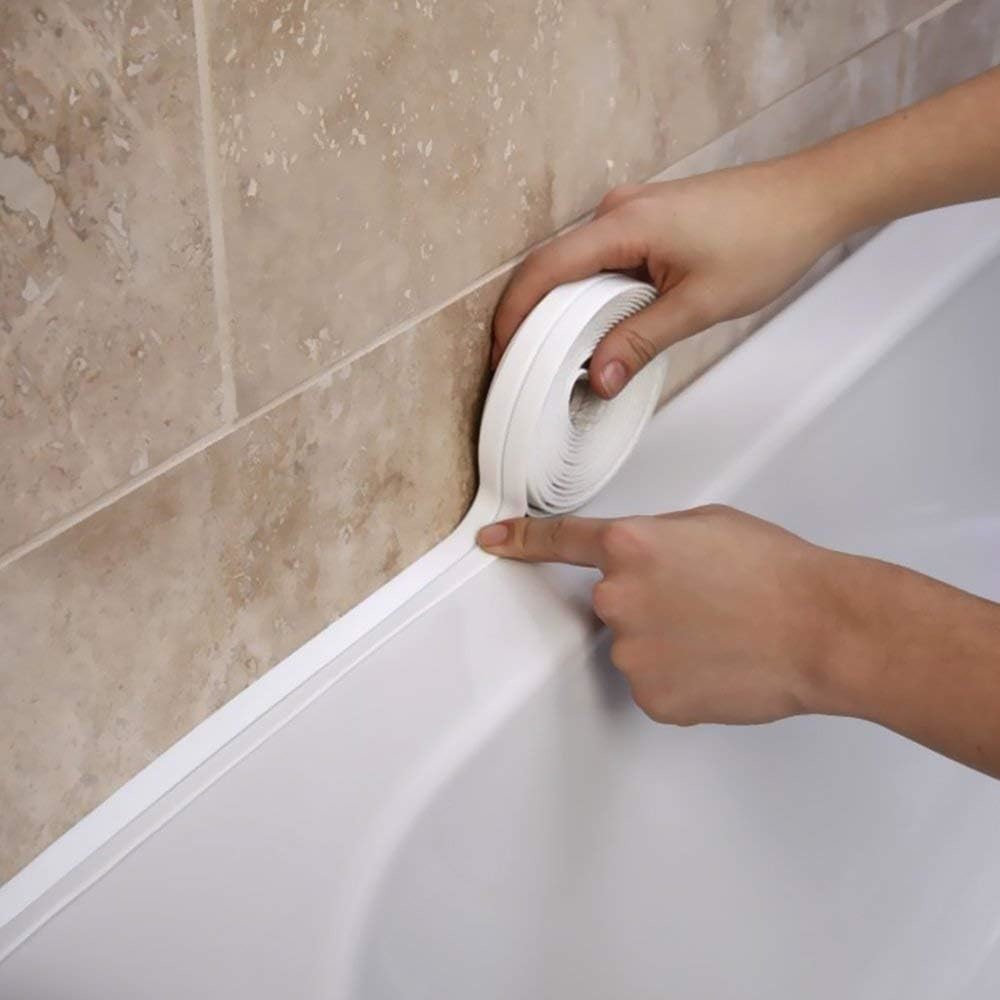 Wall Caulk Tub Surround Sealer Trim Waterproof Mold Proof Self Adhesive Tape Kitchen Bathroom .
