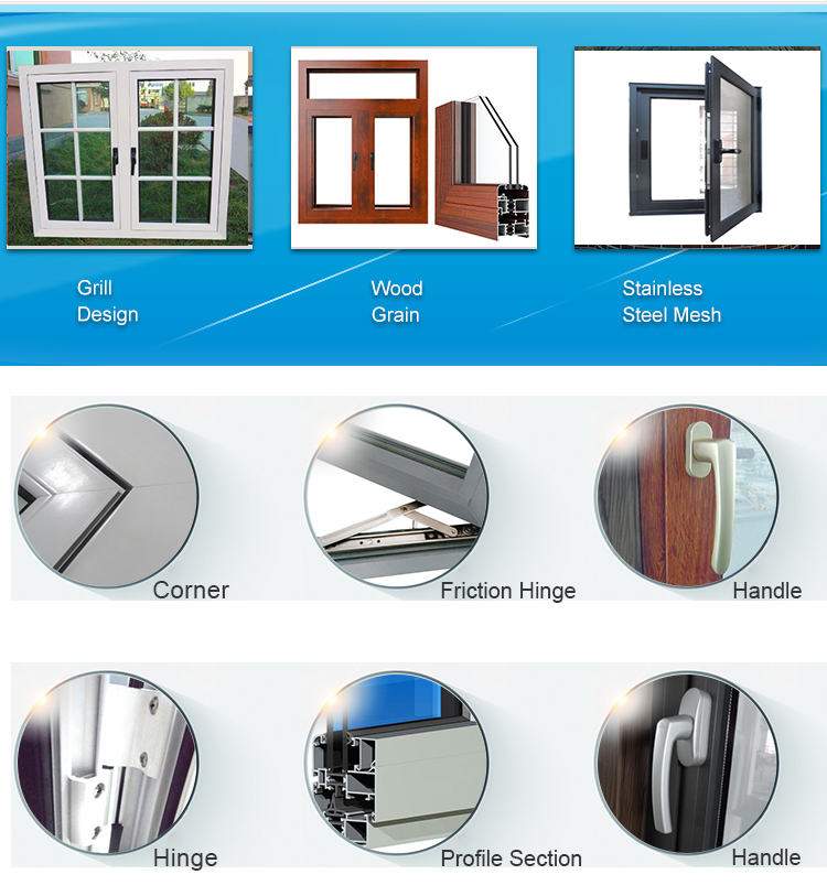 KDSBuilding Burglar Proof China Manufacture White Frame Double Glaze Aluminum Casement Windows