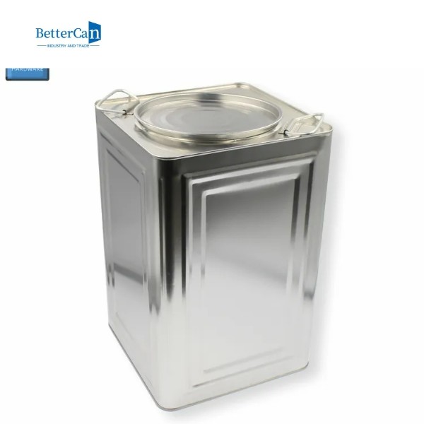 Square 1 Quart Metal Tin Canisters , Empty 1 Gallon Empty Paint Cans With Plastic Lid