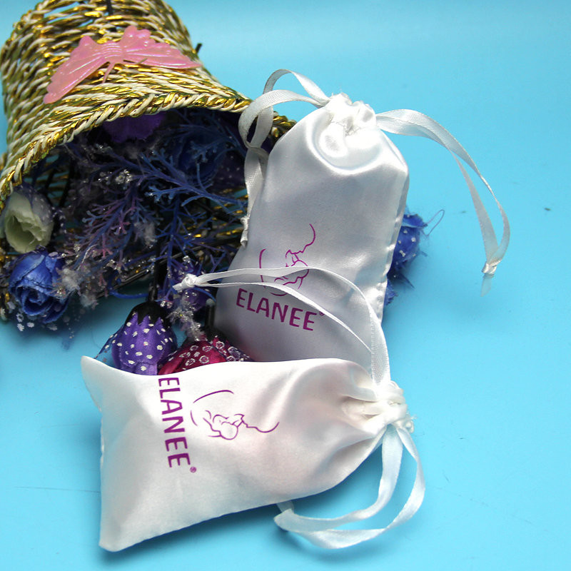 Custom Satin Drawstring Bags , Drawstring Silk Jewelry Pouches For Hair Packing
