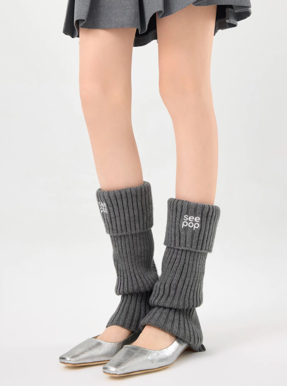 High Stretchy Embroidered Ribbed Leg Warmers For Women Winter Party Usage