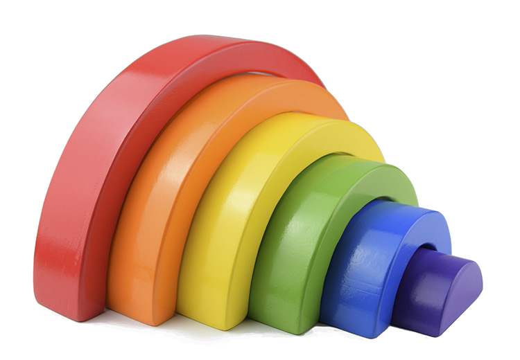 4.5cm Wooden Blocks Toys Arched Stacking Rainbow Blocks