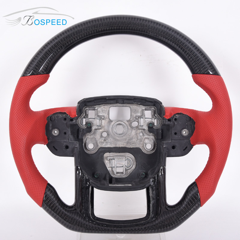 Red Stitch Leather Land Rover Steering Wheel Carbon Fiber 35cm ODM