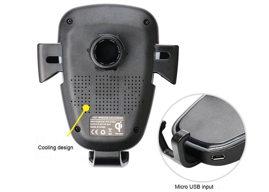 2018 Shenzhen 10W fast charger with holder qi standard usb cell phone wireless car charger for Samsung IPhone